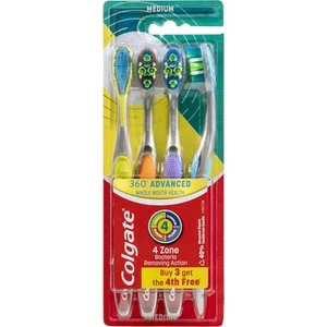 Colgate Toothbrush 360 Advanced Medium 4 Pack - Picture 1 of 10