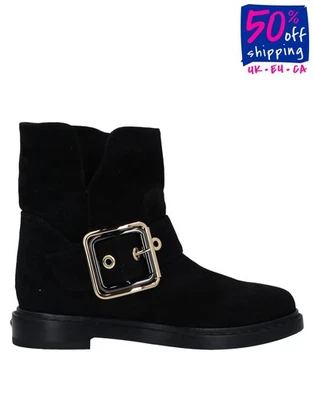 PVP €625 LE SILLA Cuero Botines US6 UK3 EU36 Hebilla Negro Hecho en Italia Foto 1 de 4