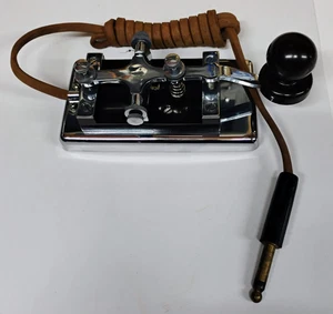 Llave recta vintage china K4 militar código Morse con cable de fono monofono de 1/4". - Imagen 1 de 5