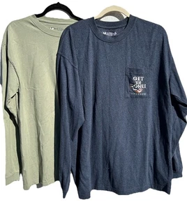 Big Dogs Men's Long Sleeves T-Shirt, Green/Blue Size L Embroidered Dog on Pocket - Picture 1 of 6