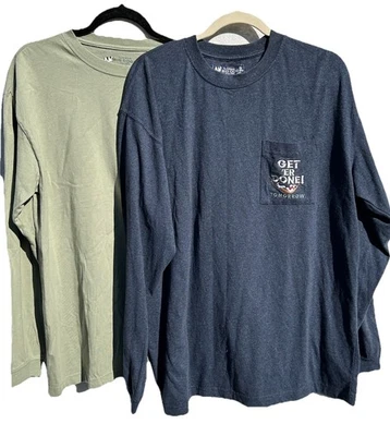 Big Dogs Мужская футболка с длинными рукавами, зеленый/синий размер L вышитая собака на кармане - Изображение 1 из 4