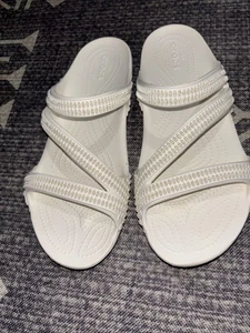 Crocs Kadee II Jewels Damen-Riemchensandalen Strass weiß Größe 10 211350-100 - Bild 1 von 5