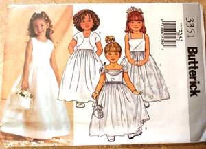 3351 Talla 2 3 4 5 BUTTERICK Forrado Chaqueta Vestido Acampanado Largo Boda Flor Niña - Imagen 1 de 10