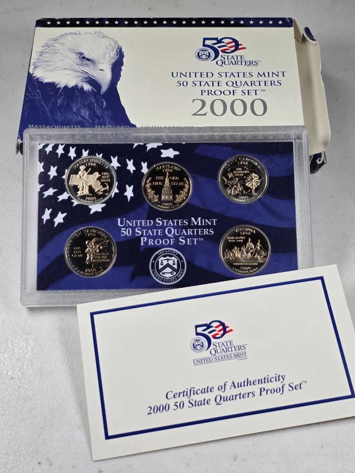 2000 S US Mint Proof State Quarters 5-Coin Set #RHBX - Image 1 of 1