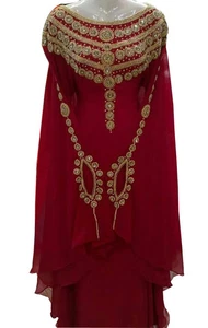 Nuevo Vestido Granate Hecho a Mano Vestido Marroquí Elegante Dubai Kaftan Elegante Farasha Abaya - Imagen 1 de 2