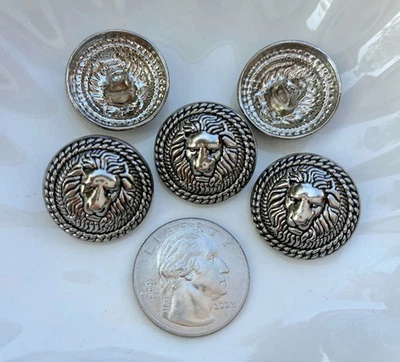 10PC Antiqued Silver Lion Round Metal Buttons Sewing Button with Shank 25mm 1" - Image 1 of 2