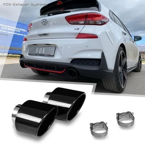 Edelstahl Auspuffblenden für Hyundai i30N Perf.+ Fastb. je 129x106mm schwarz - Picture 1 of 8