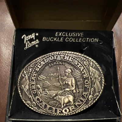 Great Seal Of The State Of California Tony Lama Brass Belt Buckle NOS Vintage - Image 1 of 4