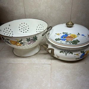 Vintage Villeroy & Boch Amsterdam ASTA Enamel Dutch Oven Casserole & Strainer - Picture 1 of 19