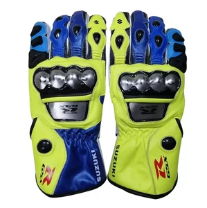 Suzuki Motorcycle Racing Gloves Leather Motorbike Sport Riding Protection CE - Picture 1 of 2
