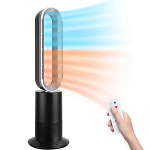 34 Inch Bladeless Tower Fan with Remove, Heater and Fan Combo for Indoor, Black - Picture 1 of 7