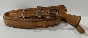 Vintage Eddie Bauer Tan Brown Saddle Leather Belt Women’s Size L - Picture 1 of 7