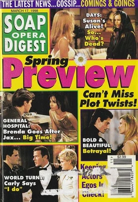 Soap Opera Digest Mar 17, 1998 HENRY SIMMONS-ROBERT NEWMAN-ANTHONY STEWART HEAD - Image 1 of 4