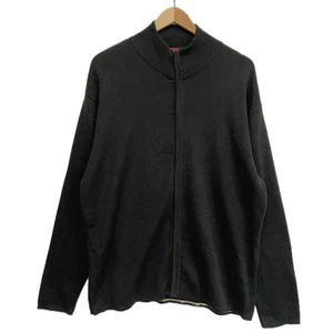 J. Cárdigan Crew Mezcla de Lana Cremallera Para Hombre Talla Grande Negro Sólido Suéter Chaqueta Tejida - Imagen 1 de 10