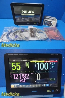 Monitor de anestesia Philips IntelliVue MX700 2016 con X2 y M3012A + cables ~ 38719 Foto 1 de 4