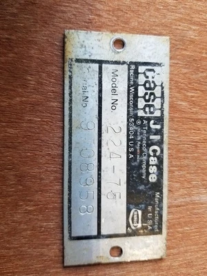 Placa de identificación para tractor de césped Case 224 cortacésped Ingersoll (112) Foto 1 de 2