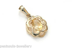 9ct Gold Citrine Pendant Celtic necklace no chain Gift Boxed Made in UK - Picture 1 of 3