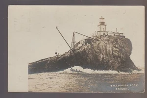 Tillamook Rock OREGON RPPC 1907 LIGHTHOUSE Light House Crane pm Astoria OR - Picture 1 of 2