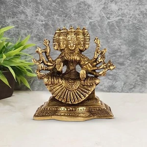 Brass Gayatri Mata Idol Hindu Goddess Savitri Devi Statue Mother of Vedas 5 Inch - Bild 1 von 5