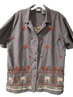 Blusa para mujer Bobbie Brooks bordada con blusa debajo talla XL manga corta Foto 1 de 4