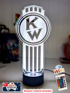 KENWORTH OLD TRUCK LOGO EMBLEM 3D LED Night Light 7 Colour MANCAVE BAR LAMP - Picture 1 of 15