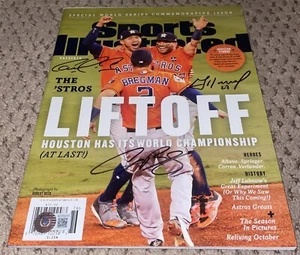 CARLOS CORREA ALEX BREGMAN JOSE ALTUVE SIGNED SPORTS ILLUSTRATED BAS ASTROS LOA - Picture 1 of 6