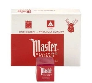 Master BURGUNDY Pool Cue Q Stick Chalk Doz. Box 12-Pack 1 Dozen 12 ct. Burgandy - Picture 1 of 2