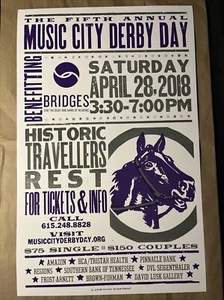 2018.04.28 ~ 5th Music City Derby Day Travellers Rest ~ Bridges Hatch Show Print - Imagen 1 de 1