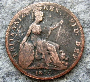 GREAT BRITAIN GEORGE IV 1825 FARTHING, Seated Britannia COPPER km# 677 - Picture 1 of 6