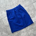 J Crew Linen Cotton Cobalt Blue Elastic Waist Pull On Pencil Skirt Pockets L