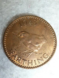 UK Farthing Coin, King George VI, 1943 Issue in UNC Condition (1) Only - Picture 1 of 3