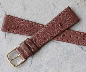 Hadley-Roma tolle Textur Straußennarbung Echtleder genäht 19mm Uhrenarmband - Bild 1 von 4