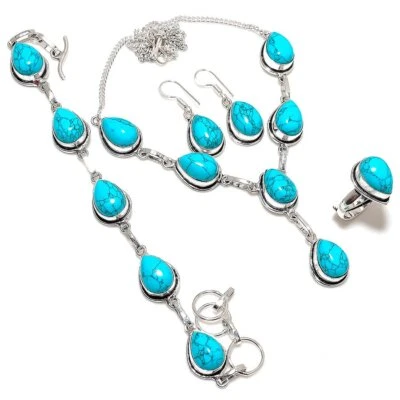Santa Rosa Turquoise Gemstone Handmade Ethnic Jewelry Set RP-2733 - Image 1 of 3