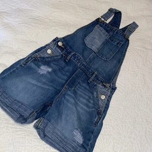 GAP KIDS Girl's Size Medium Denim Distressed Jean Shortalls Medium Wash - Picture 1 of 6