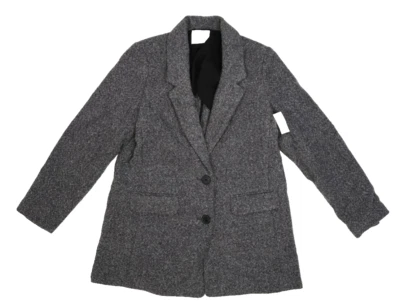 Old Navy 柔软拉丝超大西装外套黑色多尼戈尔纽扣领女式 M — 第 1/4 张图片