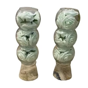 NWOT Custom Artificial Rose Flower Vase/Candle Holder - Picture 1 of 8