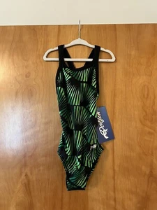 Costume da bagno Dolfin Competition Green Zone vintage Chloroban nuovo con etichetta taglia 24 #3 - Foto 1 di 13
