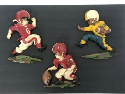 Vintage Sexton Metal 1970 Football Players Wall Hangings Cover