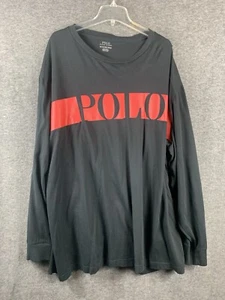 Polo Ralph Lauren Spellout T-Shirt Manica Lunga Logo Grande Uomo 4XB Nero - Foto 1 di 14