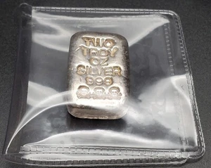 2 oz  .999 Fine Silver Poured Bar - Atlantis Mint -Skull & Crossbones  - Picture 1 of 3