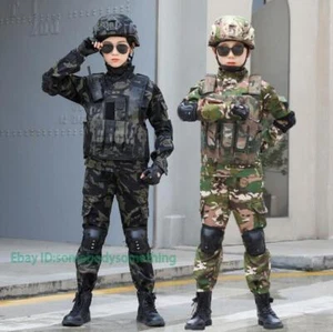 New Kid Child Outdoor Tactical Suit Uniforms Boy Girl CamoTops+pant Outfits Sets - Picture 1 of 19