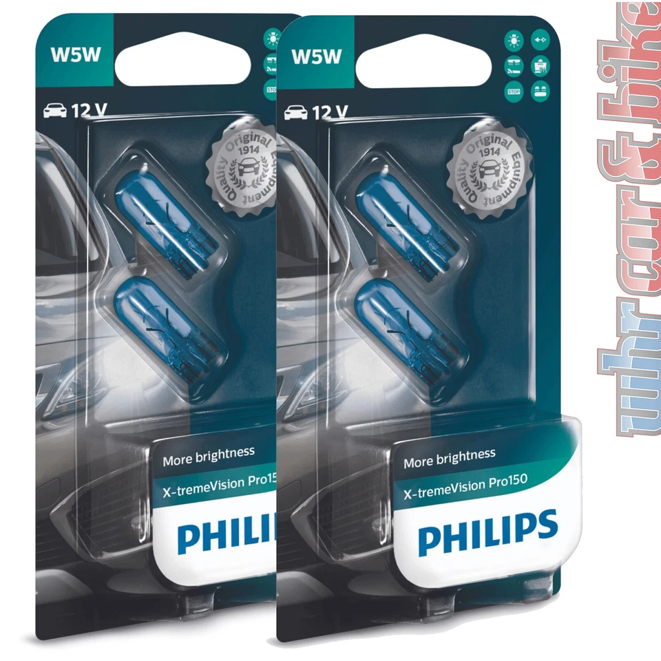 2 Paar Philips X-tremeVision Pro150 W5W Standlicht Glassockel mehr Helligkeit - Bild 1 von 1