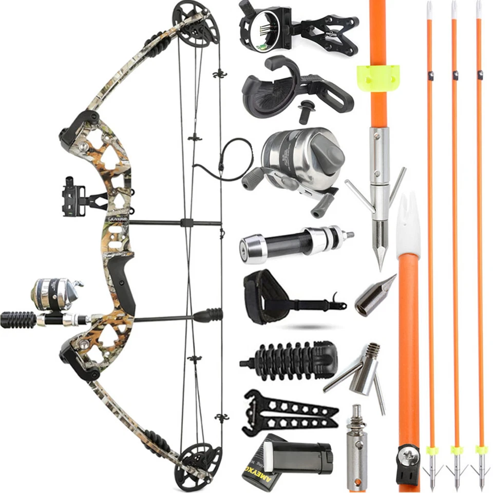 Archery Compound Bow Fishing Set 30-55lbs Bowfishing Reel Shooting Hunting RH LH - Image 1 of 4