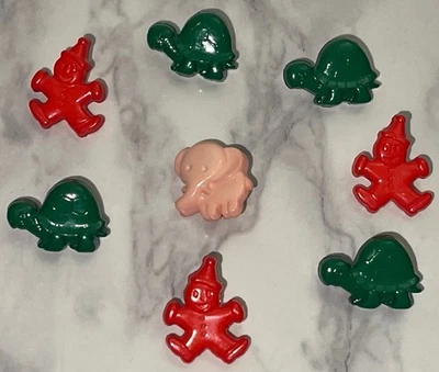 Clown & Turtle & Elephant 8 Plastic Children's Button Lot 117-4 - Image 1 of 4