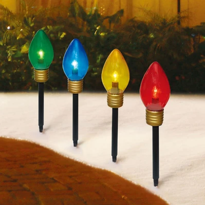 Indoor/Outdoor Jumbo LED C9 Christmas Bulb Pathway Lights, 4', 4 Count, by - Image 1 of 4