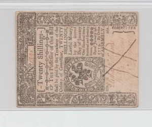 Connecticut Colonial 1775 20 chelines, fr# ct-177 - sin clasificar - Imagen 1 de 2