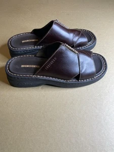 Skechers Y2K Platform Chunky Slip On Sandal 90s Women Size 9 Brown Leather - Picture 1 of 8