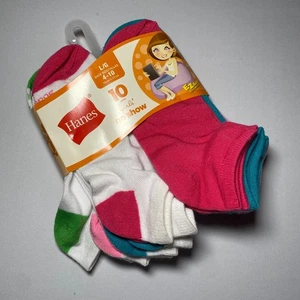 New 10 Pairs Hanes Girls' No Show EZ Sort Sock Matching - Large 4-10 - Picture 1 of 3