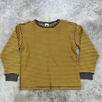 Gap рубашка для мальчиков средний 7-8 желтый черный в полоску тепловой длинным рукавом Crewneck - Изображение 1 из 4