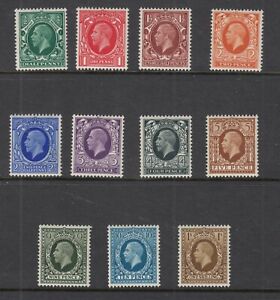 GB GREAT BRITAIN 210-20 SG 439-49 GEORGE 5 DEFINITIVE ISSUE MINT LIGHT HINGE